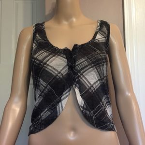 Charlotte Russe Black argyle button up tank top